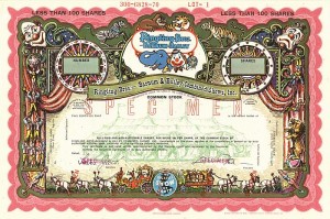 Ringling Bros. and Barnum and Bailey Combined Shows - Multicolored Specimen Circus Stock Certificate